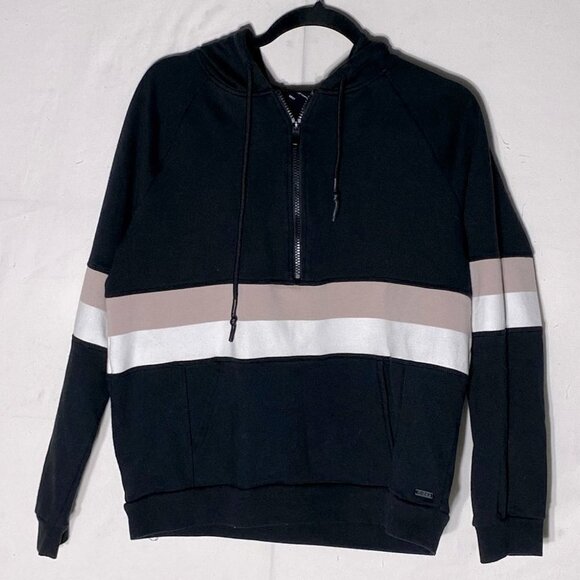5/$25 Marc New York Performance Black Pink White Stripe 1/4 Zip Hoodie M - Picture 2 of 14